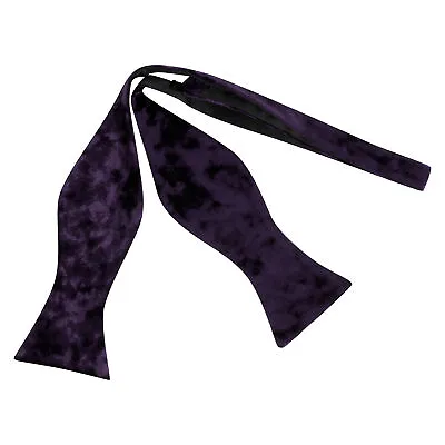 Luxury Purple Crushed Velvet Self-Tie Bow Tie • £11.99