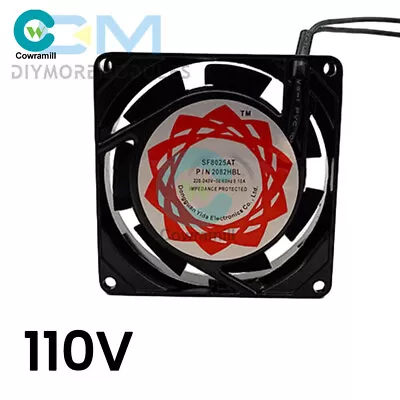 110v 220v Dp-8025 Ball Leaded 8cm Two Wire High Airflow Industrial Cooling Fan • $16.20