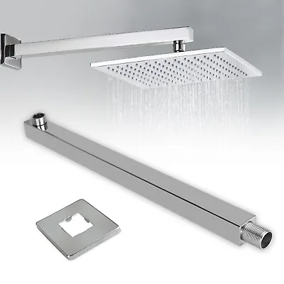 16-inch Stainless Steel Square Rainfall Shower Head Extension Arm Wall Mounted • $16.98