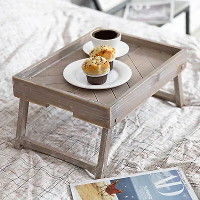 MyGift Vintage Graywashed Wood Breakfast Serving Tray With Foldable Legs • $39.99