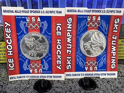 Lot Of 2: 1998 General Mills Olympic Coins Ice Hockey & Ski Jumping • $16.15