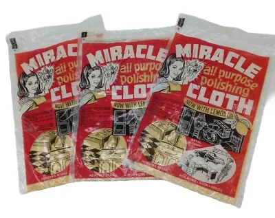 Vintage NOS Miracle Cloth All Purpose Polishing Cloth W/Lemon Oil 3 Pkgs  • $30