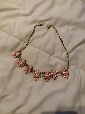 J Crew Pink Crystal Floral Cluster Statement Necklace 18-20  • $6