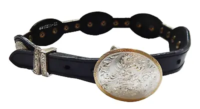 Nocona Boy/Girl Western Black Leather Belt With Silver Accent Size 21 Inch Wais • $14