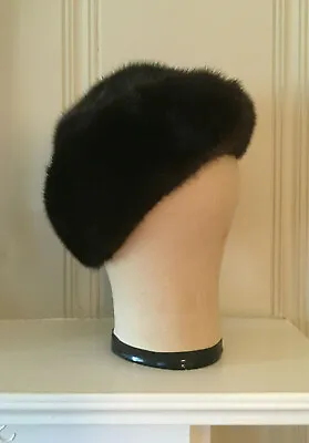 Vintage Mink Hat Dark Brown With Large Band Excel Vtg Condition Small • $19.98