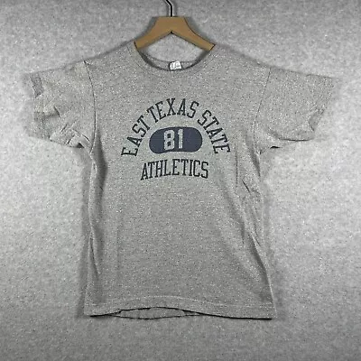 Vintage 80s Champion Shirt East Texas State Grey A&M Commerce Medium Athletics • $25