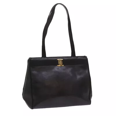 Salvatore Ferragamo Shoulder Bag Leather Black Auth 65275 • $205.25