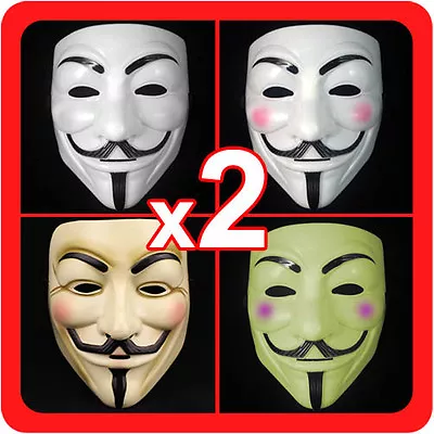 $10.63 • Buy New 2 (Pair) V For Vendetta Masks Guy Faux Anonymous Mens Costume Collectors