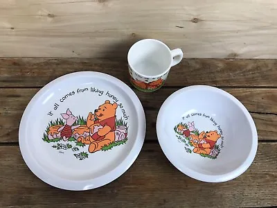 Vintage Winnie The Pooh Cole & Mason Melamine Plate Bowl Cup Piglet 1980's? • $20.99