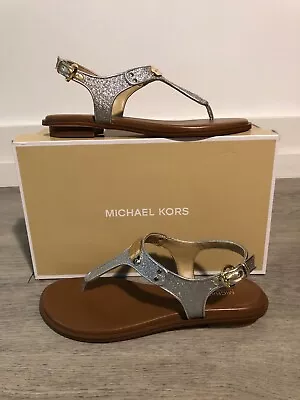 Michael Kors MK Plate Silver/Plat/Gold Glitter Sandal Women's Sizes 5-11/NEW!!! • $79.95