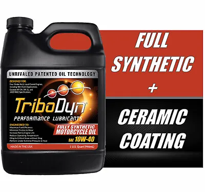TRIBODYN 10W40 FULL SYNTHETIC MOTORCYCLE OIL With CERAMIC COATING - 1 QUART • $19.90