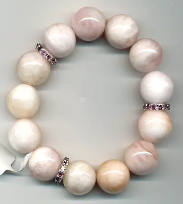 Morganite Bead A Quality / Rhodolite Garnet Stretch Bracelet • $278.60