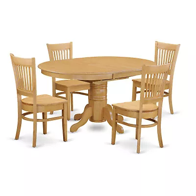 5pc Oval Dinette Kitchen Dining Room Set Table With 4 Wood Seat Chairs Light Oak • $869