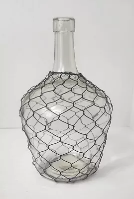 Chicken Wire-Wrapped Wine Jug Bottle Cottagecore Boho Farmhouse Country • $15