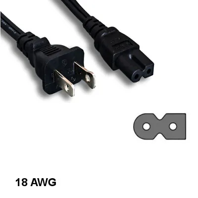 KNTK 6ft Polarized AC Power Cord NEMA1-15P To IEC60320 C7 18 AWG 10A 125V Cable • $8.04