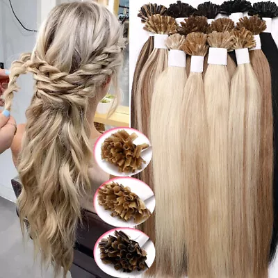 1g Pre Bonded Keratin Nail U Tip 100% REAL REMY Human Hair Extensions THICK/Glue • $37.62