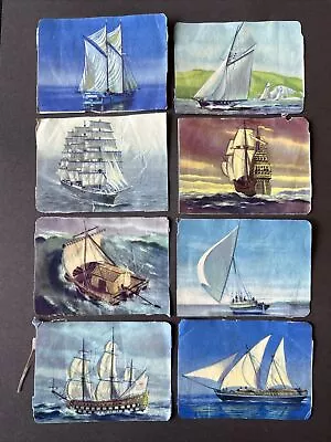 Vintage Mamelok Die Cut Paper Embossed Scraps X8 Boats Educational No.1229 • £7