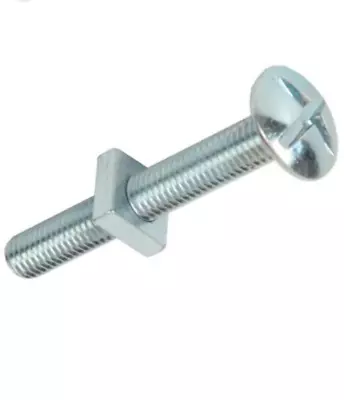 M8x100MM ROOFING BOLTS & NUTS Cross Slotted Mushroom Dome Head BZP Zinc Fixing • £3.95