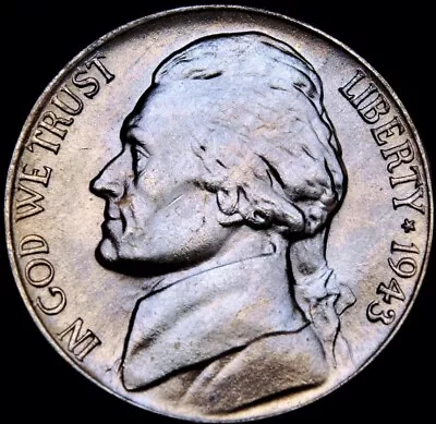 1943-P Jefferson Silver War Nickel 5/6 Full Steps OBW Superb Gem BU Original PQ  • $28.89