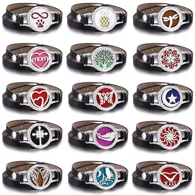$2.96 • Buy  Aromatherapy Locket Diffuser Essential Oil  Perfume Jewelry Leather Bracelet