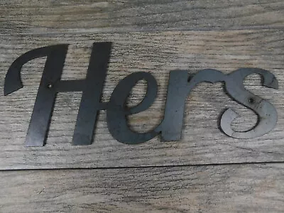 £19.29 • Buy HERS Metal Wall Art Word Quote Metal Sign Steel RUSTIC Bathroom Wall Decor 