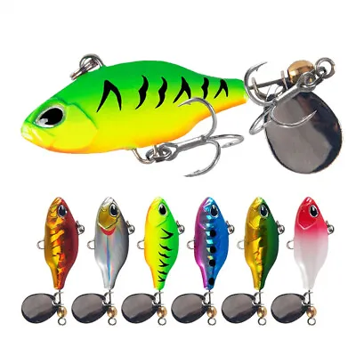 6PCS New Rotating Metal VIB Vibration Bait Tail Spinner Spoon Fishing Lures • $14.68