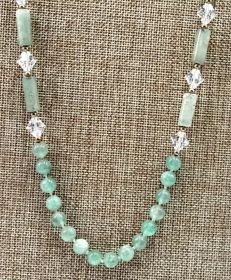 Stunning Vintage Chinese Export Jade Crystal Glass Stone Beaded 32  Necklace • $62.34