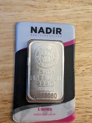 1 Oz Silver Bar Nadir Metal Rafineri NMR - .999 Fine Silver Bar - In Assay Card • $35