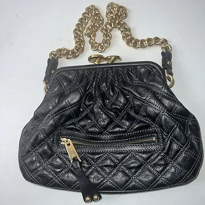 MARC JACOBS Black QUILTED LEATHER LITTLE STAM BAG ~ EUC • $325
