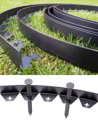 Flexible Garden Edging Lawn Grass Border Edge 10m + 50 STRONG Pegs FREE DELIVERY • £23.90