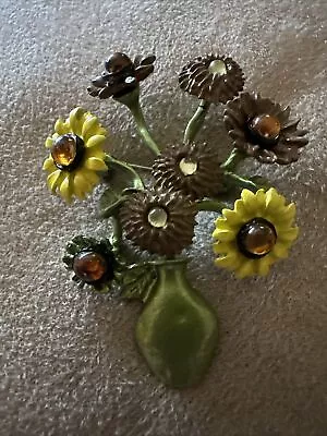 Creative Sunflowers In A Vase Brooch  • $10