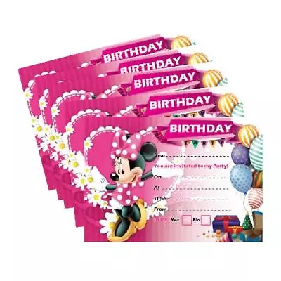 X24 Minnie Mouse Birthday Invitation 250gsm Cards Boys Girls Kids Party • £2.70