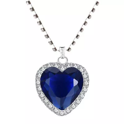 Heart Of The Ocean Titanic Necklace Ladies Fashion With Crystal Necklaces Gifts • £5.99