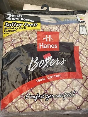 Vintage Hanes Knit Boxers 2 Pack Patterned Underwear 1997 Mens S 30-32 NEW • $9