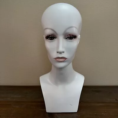 Vintage Fiberglass Mannequin Female Head Bust Store Display For Wig Pierced Ears • $40