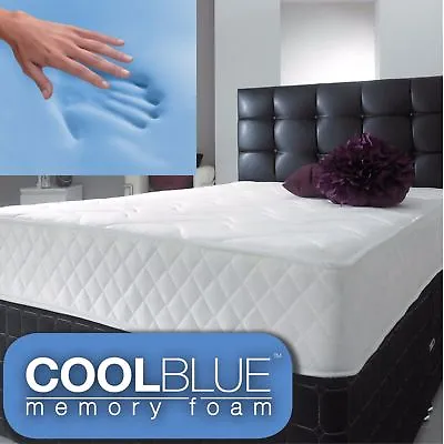 Cool Blue Memory Foam Mattress Sprung Mattress-2ft6 3ft  4ft  4ft6  5ft 6ft • £96.99