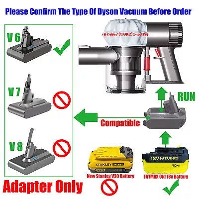 1x Adapter Fits Stanley FATMAX 18v (Not V20) Li-Ion Battery To Dyson V6 Vacuum • $32.99