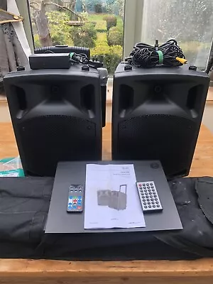 QTX- PAV8-UHF. Portable PA System With UHF Mics DVD And Bluetooth  Nearly New • £225