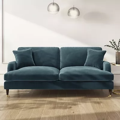 Petrol Blue Velvet 3 Seater Sofa - Payton • £944.94