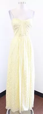 Erin Fetherston Yellow Gold Metallic Twist Ruched Evening Dress Formal Silk Sz 2 • $49.99