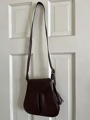 Vintage 1940s Brown Leather Unbranded Dual Pocket Crossbody Purse • $29.50