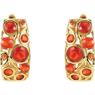 Genuine Natural Mexican Fire Opal .94ctw 14k Yellow Gold Earrings • $799