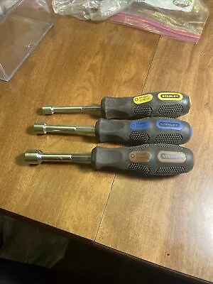 STANLEY 3 Pc 6pt Nut Drivers- 5/16” 7/16  And 1/4” Cushioned Grips • $5.99