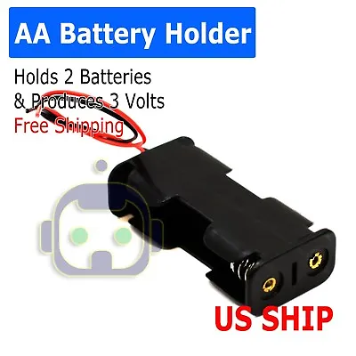 Battery Holder Case Box With 3  Wire Leads For 2X Series AA Batteries 3V US • $3.95