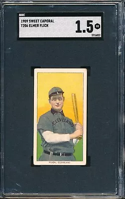 T206 Sweet Caporal 150 30: ELMER FLICK Cleveland Naps HOF ~ SGC 1.5 • $307.50