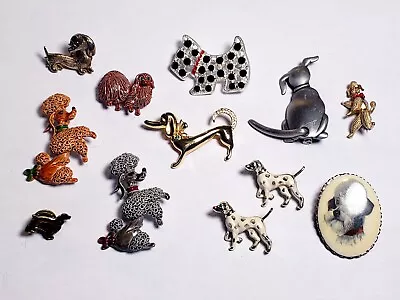 12 Piece Vintage And Modern Mixed Style Dog Brooch/Pin Lot - J.J. Gerrys • $9.61