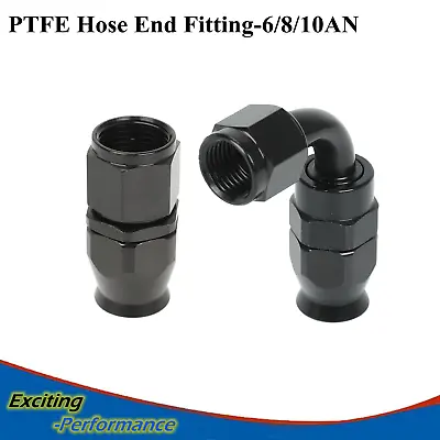 $6.32 • Buy AN6/8/10AN Straight 90 Degree PTFE Teflon Swivel Hose End Fitting Adapter Black