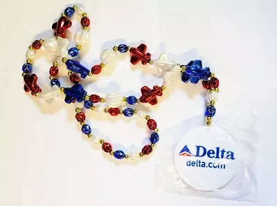 Vintage Delta Airline Mardi Gras Airplane Bead Necklace • $14.95