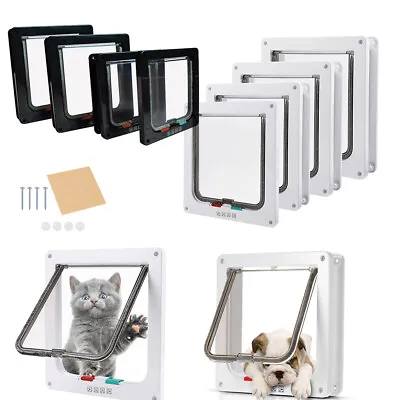 S/M/L/XL Pet Flap Door Frame Dog & Cat Magnetic Lock Square Gate 4-Way Lockable • $15.33