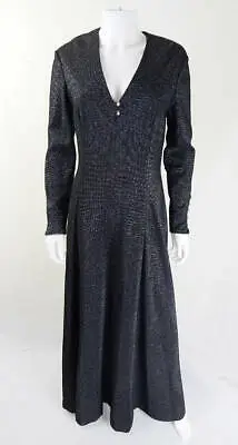 1950s Dress | Vintage Horrockses Black Shimmer Evening Maxi Dress UK Size 12/14 • £145